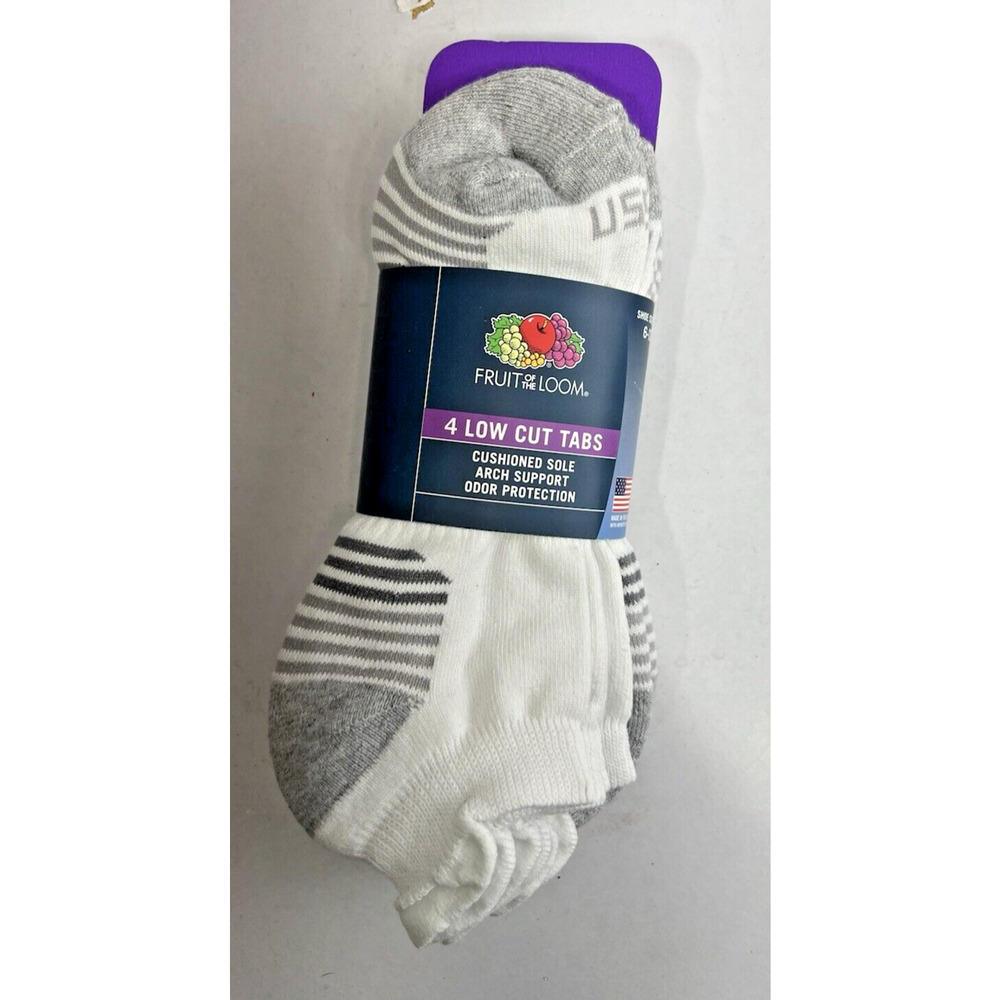 Fruit of the‎ Loom mens 4pk low cut tabs Socks size 6-12